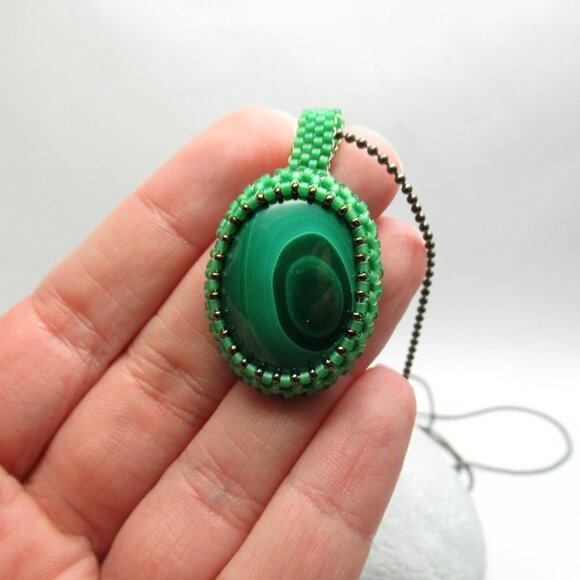 Malachite Cabochon pendant - Picture 12 of 12
